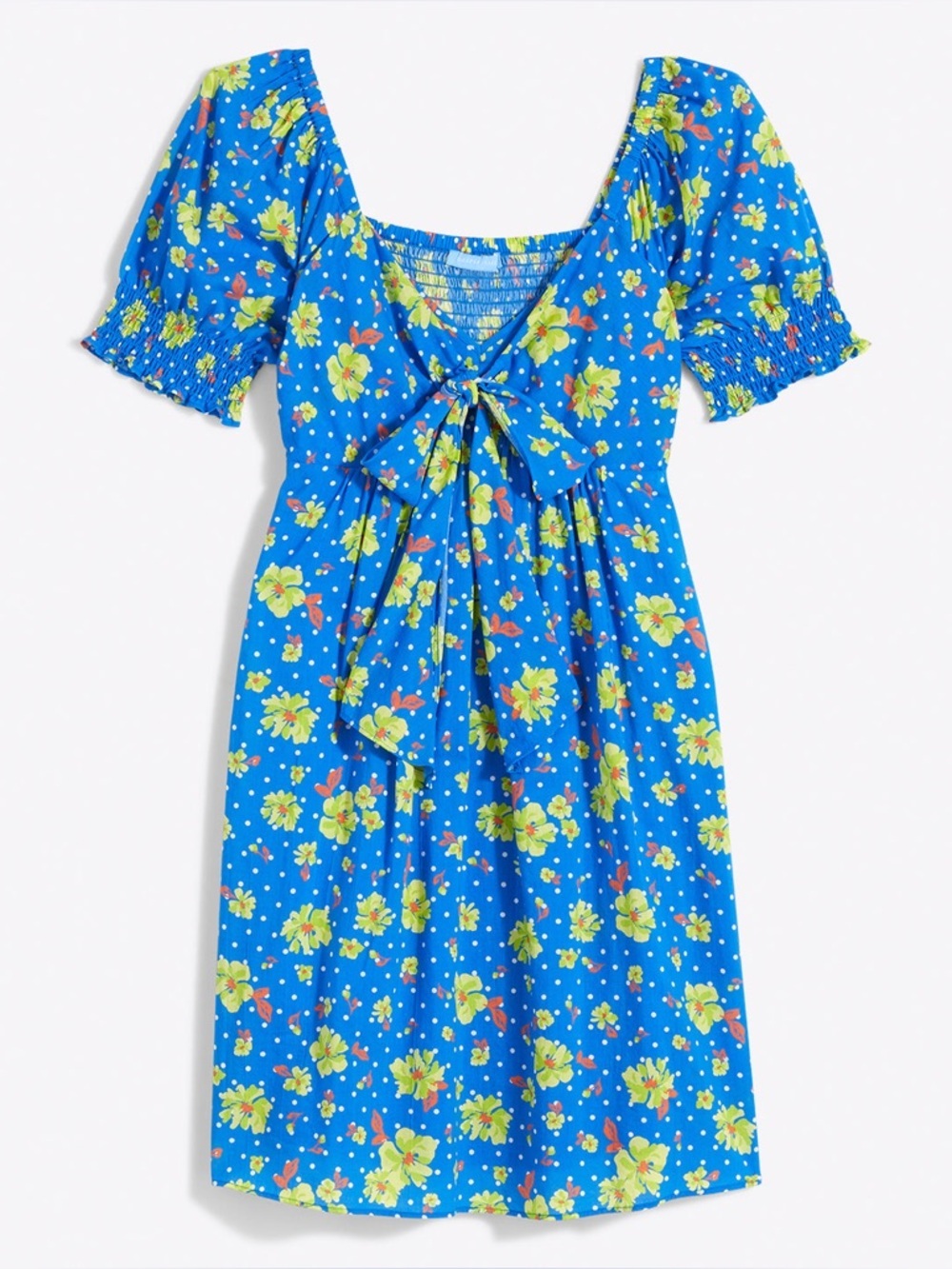 NWT Draper James Jennifer Tie Front Short Sleeve Dress Blue Aster Floral Sz S - Picture 3 of 14